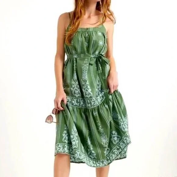 Lucky Brand | Dresses | Lucky Brand Green Midi Dress | Poshmark